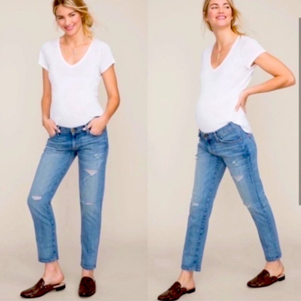 Current Elliott X Hatch The Boyfriend Maternity Jeans Distressed Size 29